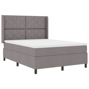 vidaXL Lit &agrave; ressort LED avec matelas Taupe 160 x 200 cm tissu