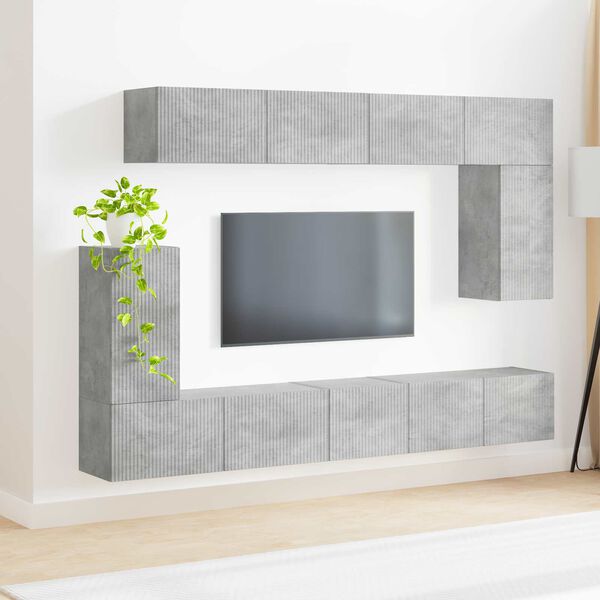 vidaXL Ensemble meuble TV 5 pcs Gris b&eacute;ton Bois d'ing&eacute;nierie