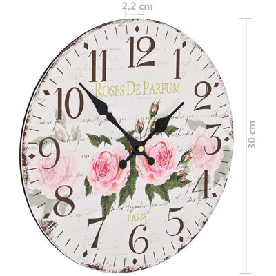 vidaXL Horloge murale vintage Fleur 30 cm