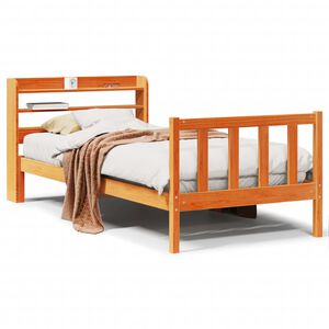 vidaXL Cadre de lit et t&ecirc;te de lit sans matelas cire marron 100x200 cm