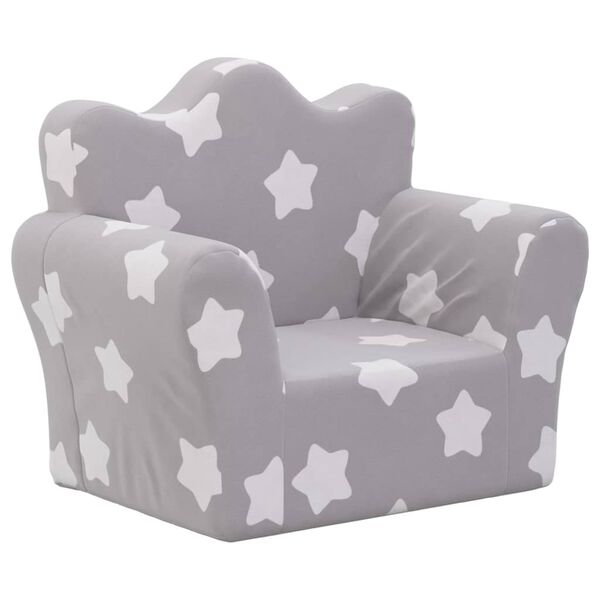 vidaXL Canap&eacute; pour enfants Gris clair avec &eacute;toiles Peluche douce