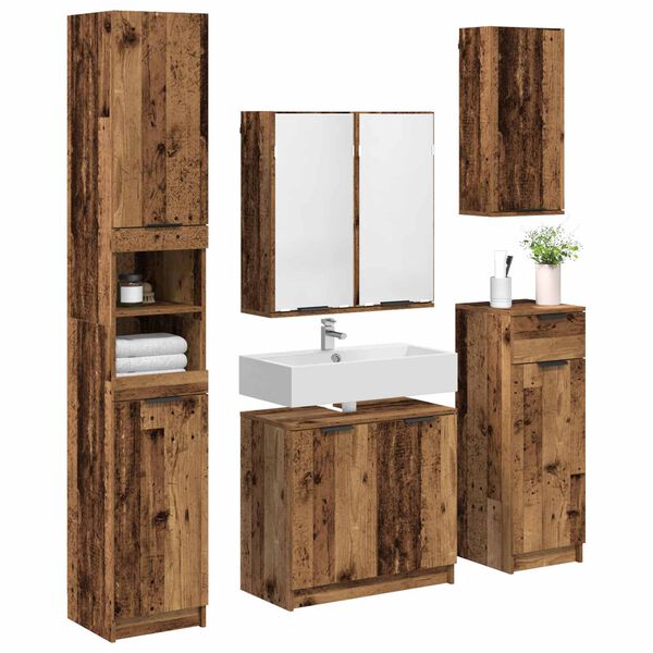 vidaXL Ensemble de mobilier de salle de bain 5 pcs Bois ancien