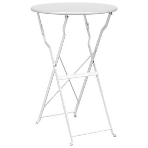 vidaXL Table bistrot Blanc &Oslash;50x71 cm Acier rev&ecirc;tu de poudre