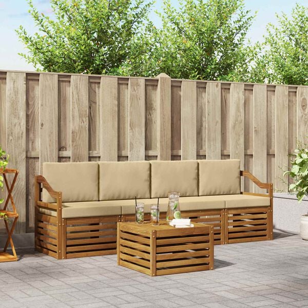 vidaXL Ensembles de canap&eacute;s avec coussin 5 pcs Naturel et Beige