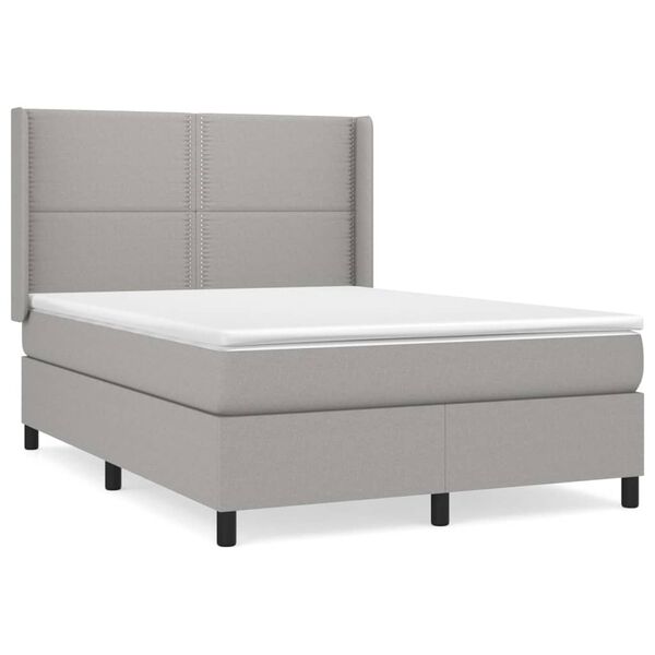 vidaXL Sommier &agrave; lattes de lit avec matelas Gris clair 140x200cm Tissu