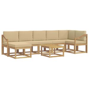 vidaXL Ensemble de canap&eacute;s d'ext&eacute;rieur 8 pc Blanc et Beige Polyester