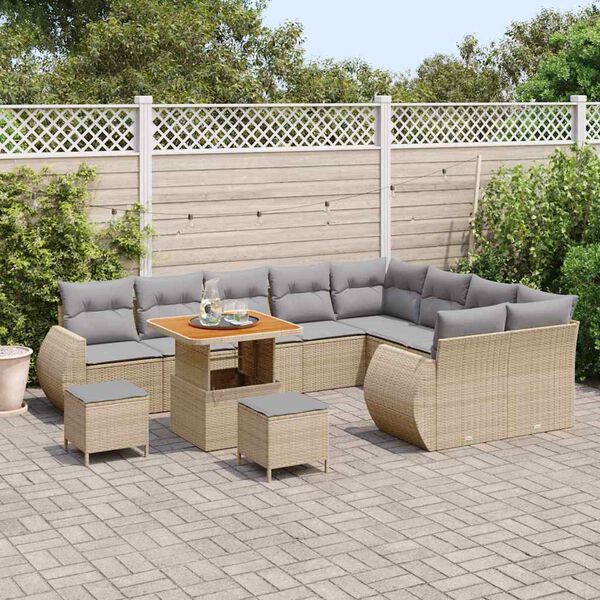 vidaXL Ensemble de canap&eacute; de jardin 12 pcs beige et gris clair