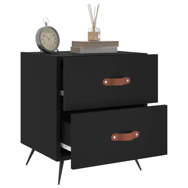 vidaXL Tables de chevet 2 pcs noir 40x35x47,5 cm bois d&rsquo;ing&eacute;nierie