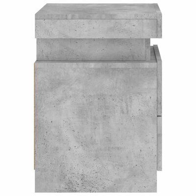 vidaXL Table de chevet avec lumières LED gris béton 35x39x55 cm