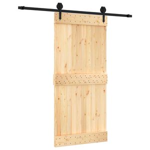 vidaXL Porte coulissante Naturel et noir 95 x 210 cm