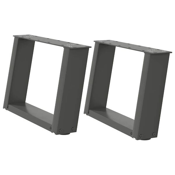 vidaXL Pieds de table basse en U, 2 pi&egrave;ces, anthracite, 50 x (30-31) cm, acier