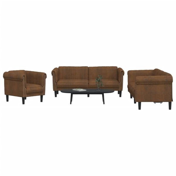 vidaXL Ensemble de canap&eacute;s 3 pcs marron velours