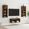 vidaXL Meuble TV muraux 4 pcs avec lumi&egrave;res LED ch&ecirc;ne fum&eacute;