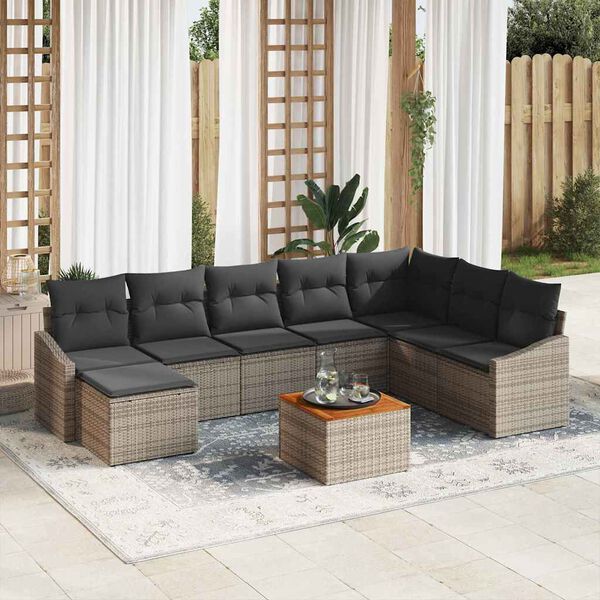 vidaXL Ensemble de canapé de jardin 9 pcs Gris