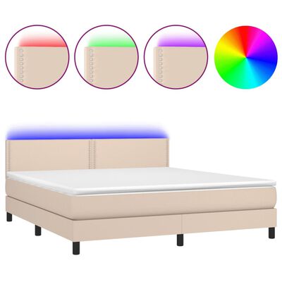 vidaXL Sommier à lattes de lit avec matelas LED Cappuccino 180x200 cm