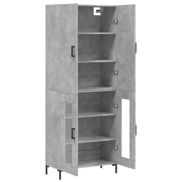 vidaXL Buffet haut Gris b&eacute;ton 69,5x34x180 cm Bois d'ing&eacute;nierie