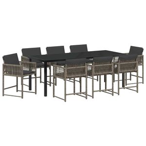 vidaXL Ensemble de salle &agrave; manger pour jardin 9 pcs Gris polyrotin