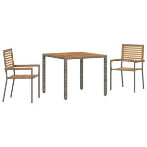 vidaXL Ensemble de salle &agrave; manger pour jardin 3 pcs Gris et marron
