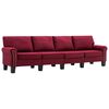 vidaXL Canap&eacute; &agrave; 4 places Rouge bordeaux Tissu