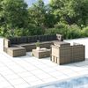 vidaXL Salon de jardin 9 pcs avec coussins Gris R&eacute;sine tress&eacute;e