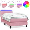 vidaXL Sommier &agrave; lattes de lit avec matelas et LED rose 80x220 cm velours