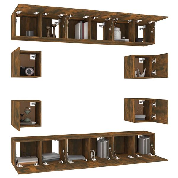 vidaXL Ensemble de meubles TV 10 pcs Ch&ecirc;ne fum&eacute; Bois d'ing&eacute;nierie