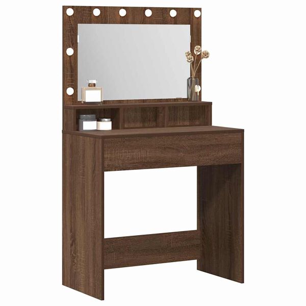 vidaXL Table de Toilette avec étagère Chêne brun 75,5 x 41 x 135 cm