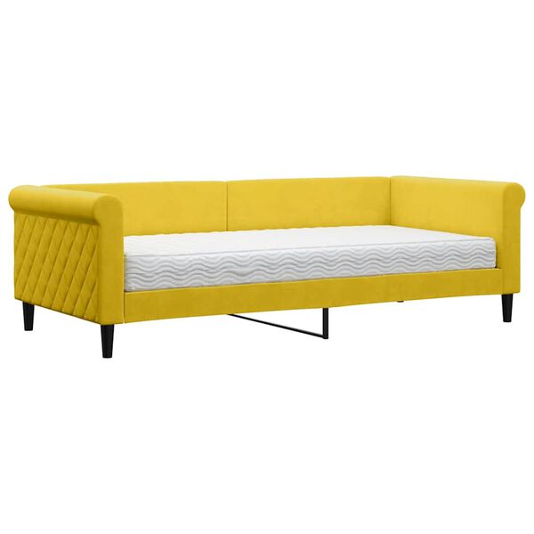 vidaXL Lit de jour avec matelas jaune 90x200 cm velours