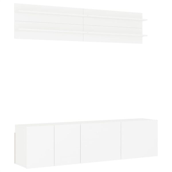 vidaXL Unit&eacute;s murales TV 6 pcs blanc bois d'ing&eacute;nierie