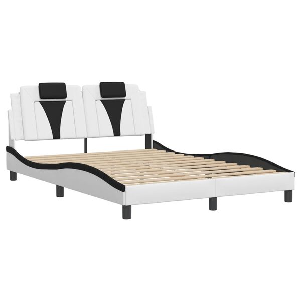 vidaXL Cadre de lit Viana avec LED sans matelas blanc et noir 140x200 cm