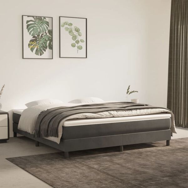 vidaXL Cadre de lit gris fonc&eacute; 160x200 cm velours