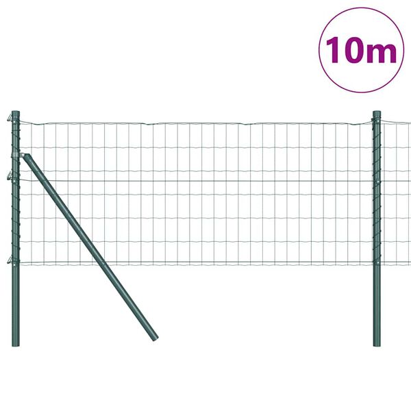 vidaXL Cl&ocirc;ture avec poteau Vert 0,4 x 10 m Acier et PVC