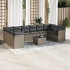 vidaXL Salon de jardin 11 pcs avec coussins gris r&eacute;sine tress&eacute;e