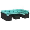 vidaXL Ensemble de canap&eacute; de jardin avec coussin 10 pcs Noir polyrotin