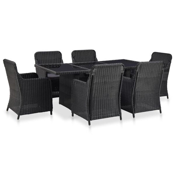 vidaXL Ensemble &agrave; manger d'ext&eacute;rieur 7 pcs R&eacute;sine tress&eacute;e Noir