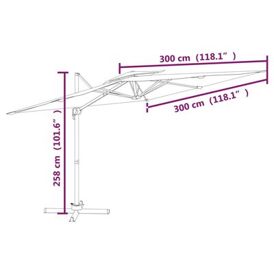 vidaXL Parasol cantilever à double toit Vert 300x300 cm