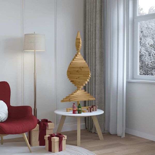 vidaXL Arbres de No&euml;l avec support Marron 120 cm Bois massif en pin