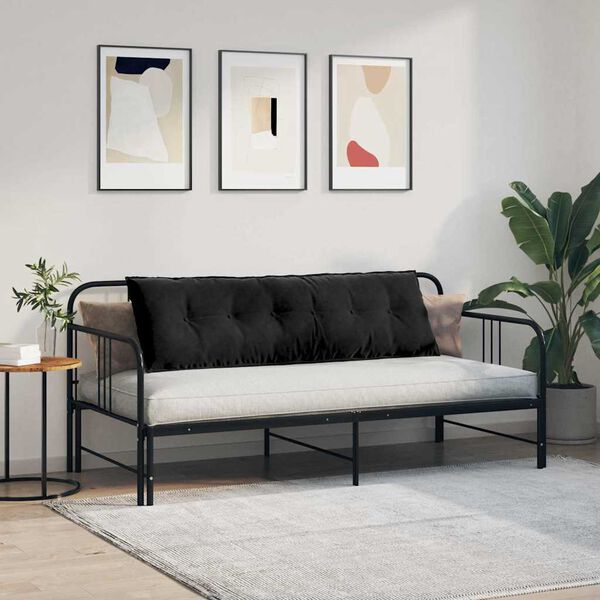 vidaXL Coussin de Dos Noir 160 x 50 cm Tissu en velours c&ocirc;tel&eacute;