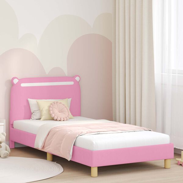 vidaXL Cadre de lit pour enfants avec t&ecirc;te de lit Rose 90 x 200 cm