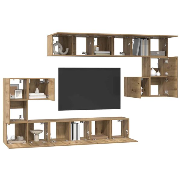 vidaXL Ensemble meuble TV 10 pcs Ch&ecirc;ne artisanal Bois d'ing&eacute;nierie