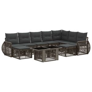 vidaXL Ensemble de canap&eacute; de jardin 10 pc Gris et Gris fonc&eacute; polyrotin