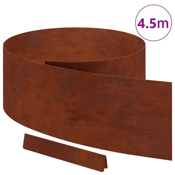 vidaXL Bordure de Pelouse Rouill&eacute; 450 x 0,05 x 15 cm