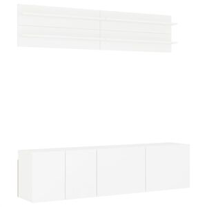 vidaXL Unit&eacute;s murales TV 6 pcs blanc bois d'ing&eacute;nierie