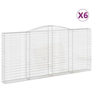vidaXL Paniers &agrave; gabions arqu&eacute;s 6 pcs 400x30x180/200 cm Fer galvanis&eacute;