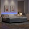 vidaXL Lit &agrave; ressorts avec matelas Gris clair 200 x 200 cm tissu