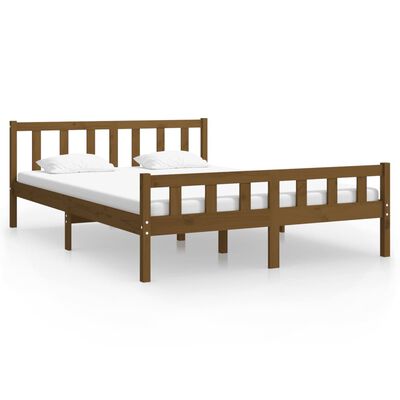 vidaXL Cadre de lit sans matelas marron miel bois massif 120x200 cm