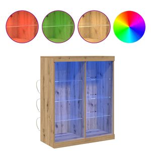vidaXL Buffet LED Ch&ecirc;ne artisanal 81 x 37 x 100 cm Bois d'ing&eacute;nierie