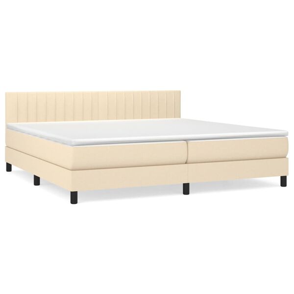 vidaXL Sommier &agrave; lattes de lit avec matelas Cr&egrave;me 200x200 cm Tissu