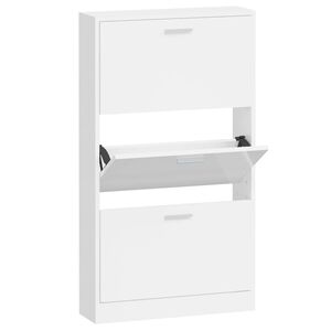vidaXL Armoire &agrave; chaussure Blanc brillant 59x17x108 cm Bois ing&eacute;nierie