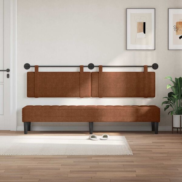 vidaXL T&ecirc;te de lit suspendue Uni Marron 210 x 55 x 5 cm PU antique